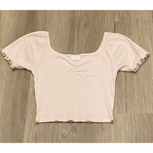 ABOUND Soft Pink Keen Puff Sleeve Crop Top Size Small NWOT